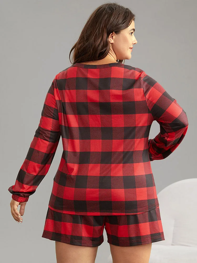 Christmas Print Plaid Button Up Sleep Top sold by Bloomchic product image thumbnail 3
