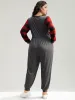 Plaid Patchwork Pocket Button Up Bowknot Jumpsuit sold by Bloomchic