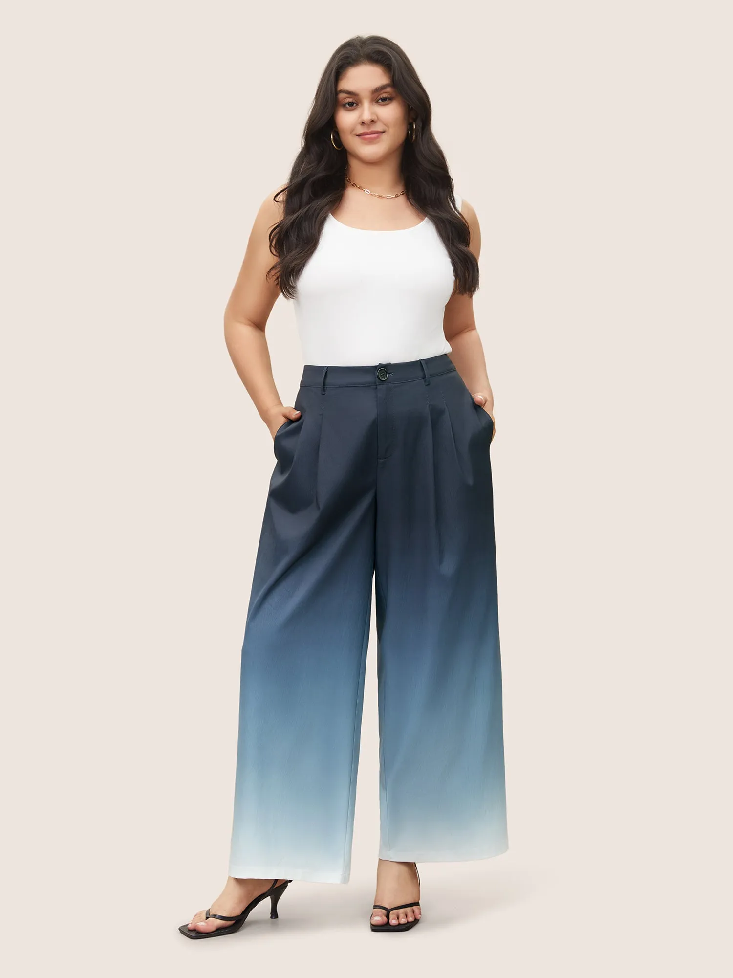 Ombre Pleated High Rise Straight Leg Pants sold by Bloomchic product image thumbnail 3