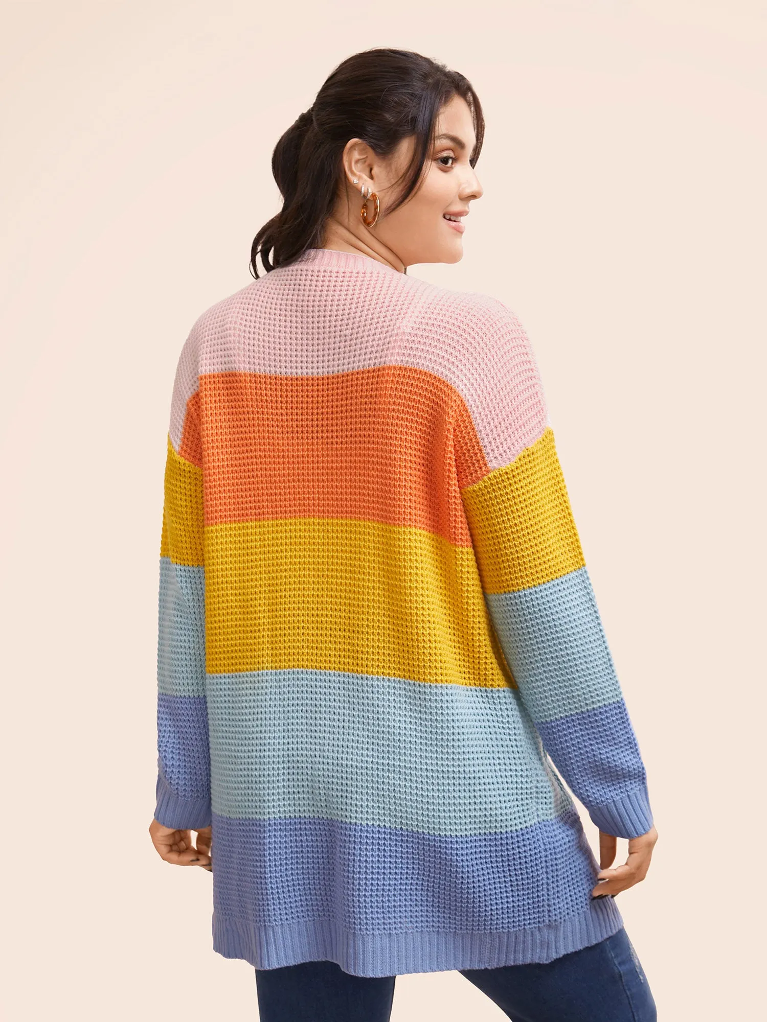 Colorblock Contrast Drop Shoulder Pocket Cardigan sold by Bloomchic product image thumbnail 2