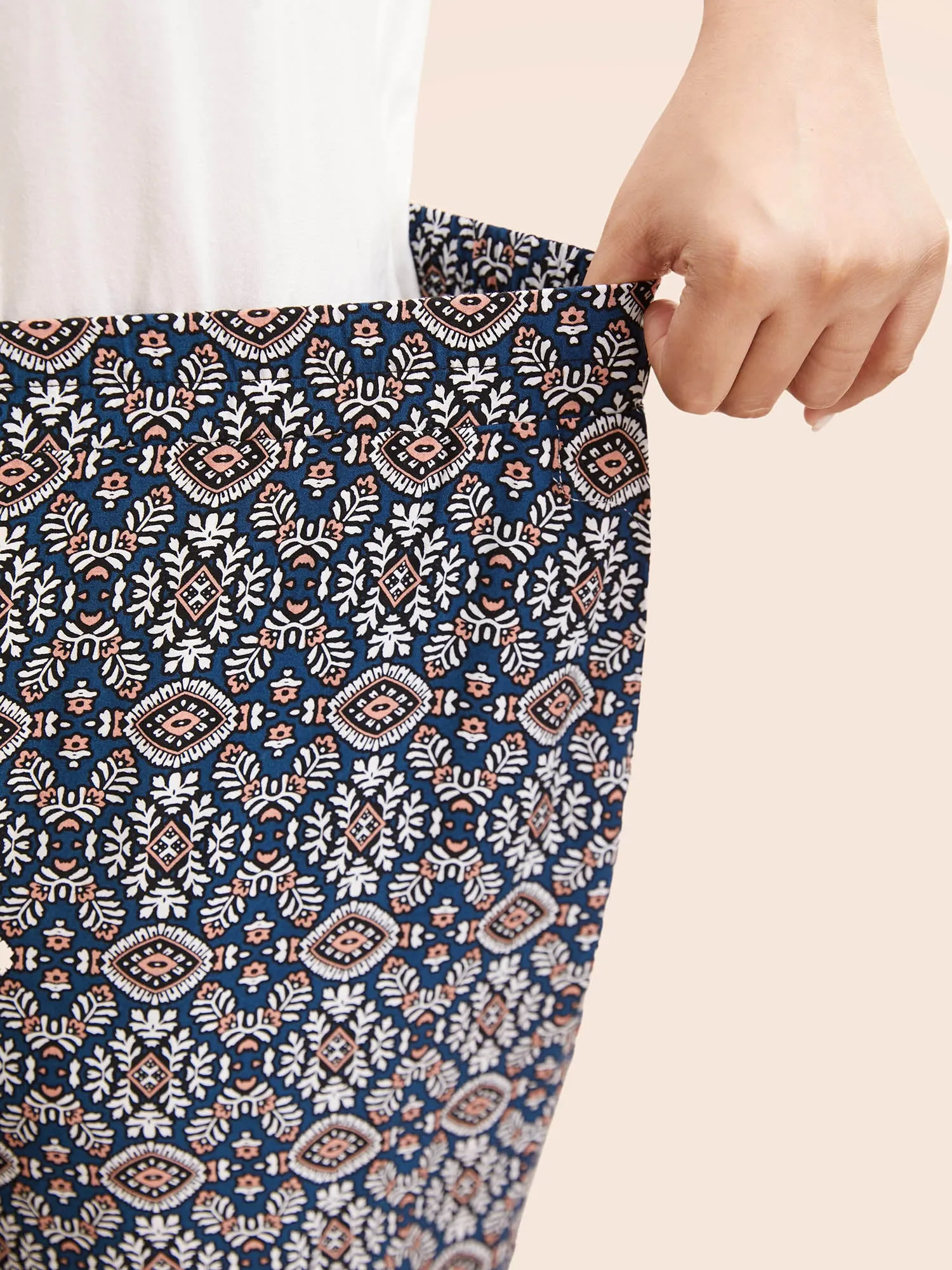 Boho Print Elastic Waist Wide Leg Pants sold by Bloomchic product image thumbnail 5