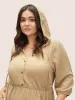 Plisse Hooded Pocket Button Detail Ties Dress sold by Bloomchic