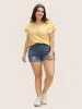 Crew Neck Tiered Ruffles Contrast Webbing T-shirt sold by Bloomchic