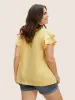 Crew Neck Tiered Ruffles Contrast Webbing T-shirt sold by Bloomchic