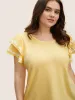 Crew Neck Tiered Ruffles Contrast Webbing T-shirt sold by Bloomchic