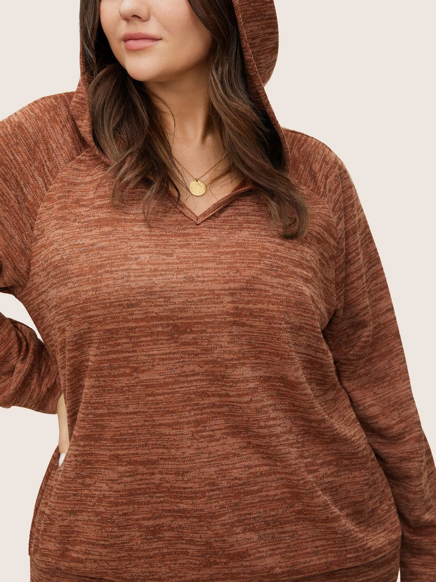 Heather Hooded Long Sleeve Sweatshirt sold by Bloomchic product image thumbnail 4