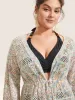 Heather Cut Out Drawstring Tassel Trim Swim Cover Up sold by Bloomchic