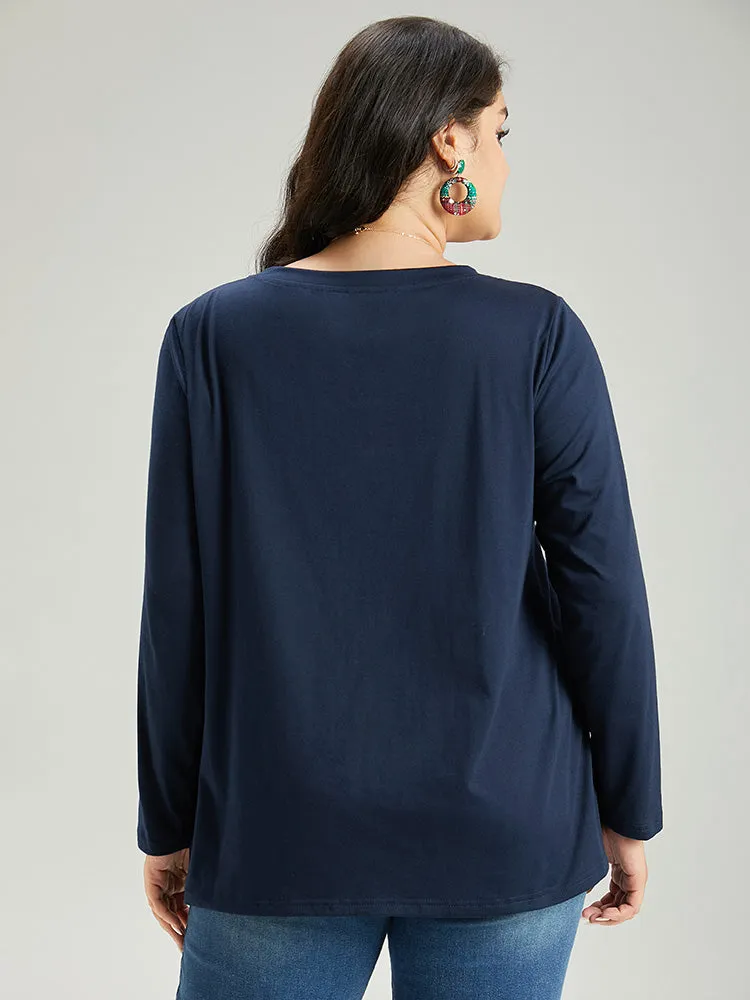 Christmas Trees Letter Print Round Neck T-shirt sold by Bloomchic product image thumbnail 2