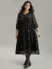 Star Mesh Patchwork Elastic Waist Dress sold by Bloomchic