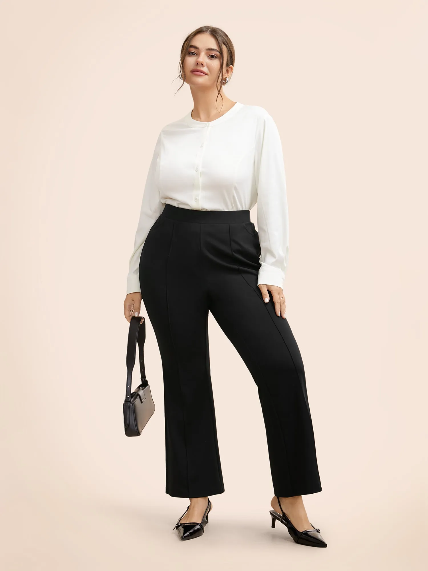 Plain Mid Rise Pocket Bootcut Pants sold by Bloomchic product image thumbnail 3