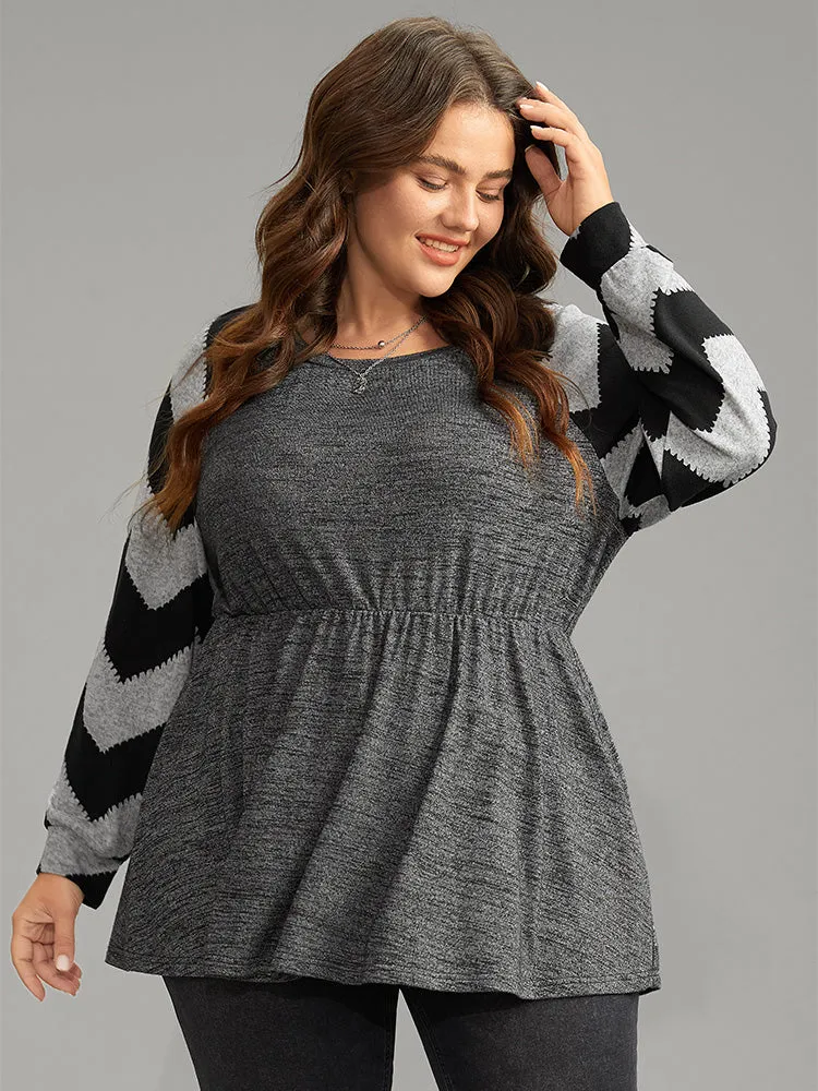 Geometric Raglan Sleeve Raglan Sleeve T-shirt sold by Bloomchic