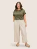 Cotton Keyhole Contrast Webbing Pleated T-shirt sold by Bloomchic