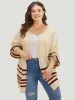 Striped Contrast Open Front Cardigan sold by Bloomchic