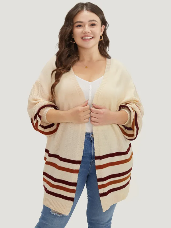 Striped Contrast Open Front Cardigan sold by Bloomchic