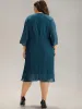 Plain Chiffon Pleated V Neck Mesh Dress sold by Bloomchic