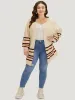 Striped Contrast Open Front Cardigan sold by Bloomchic
