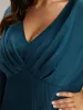 Plain Chiffon Pleated V Neck Mesh Dress sold by Bloomchic