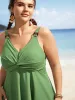 Twist Front Round Buckle Detail Swim Top sold by Bloomchic