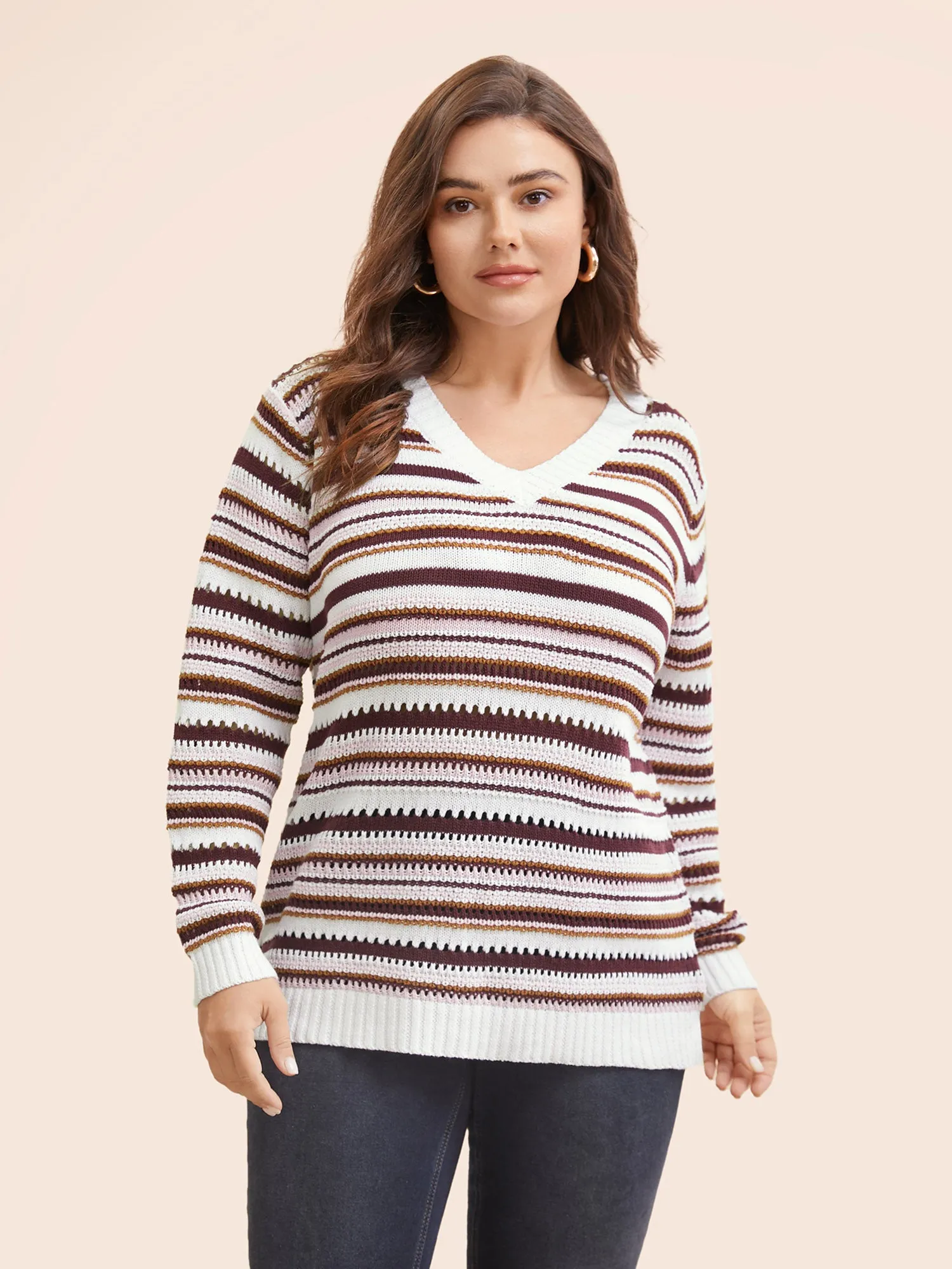 Striped Texture Cotton Blended Pullover sold by Bloomchic product image thumbnail 4