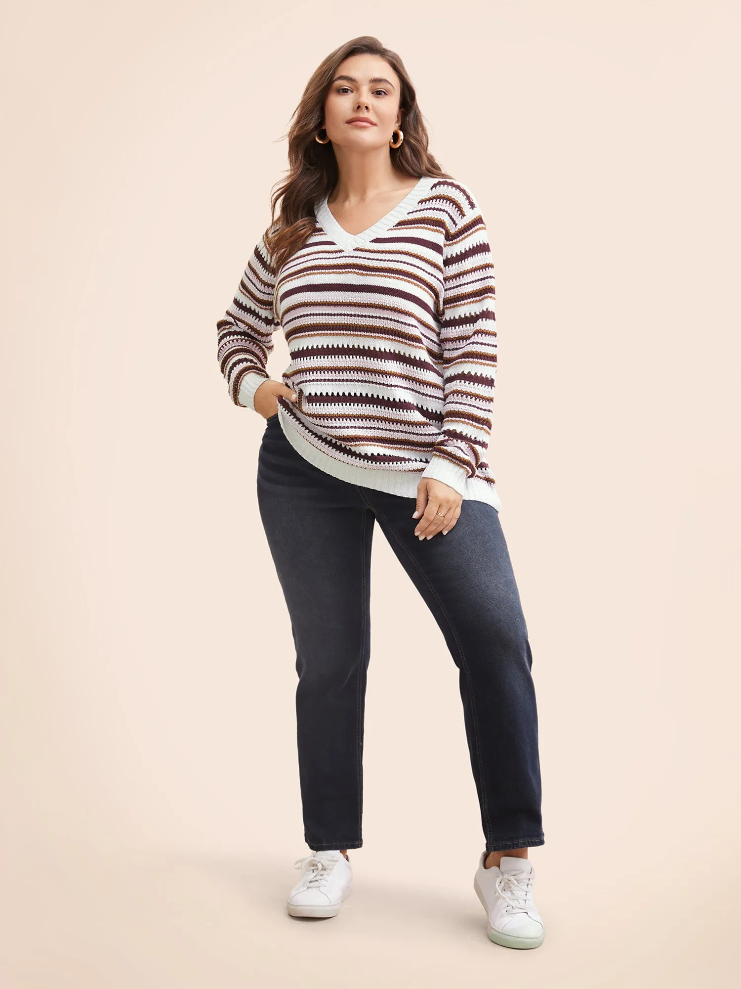 Striped Texture Cotton Blended Pullover sold by Bloomchic product image thumbnail 3