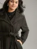 Bandana Striped Lapel Collar Belted Woolen Coat sold by Bloomchic