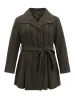 Bandana Striped Lapel Collar Belted Woolen Coat sold by Bloomchic
