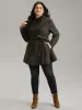 Bandana Striped Lapel Collar Belted Woolen Coat sold by Bloomchic
