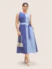 Contrast Striped Sleeveless Belted Midi Dress sold by Bloomchic