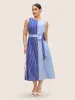 Contrast Striped Sleeveless Belted Midi Dress sold by Bloomchic