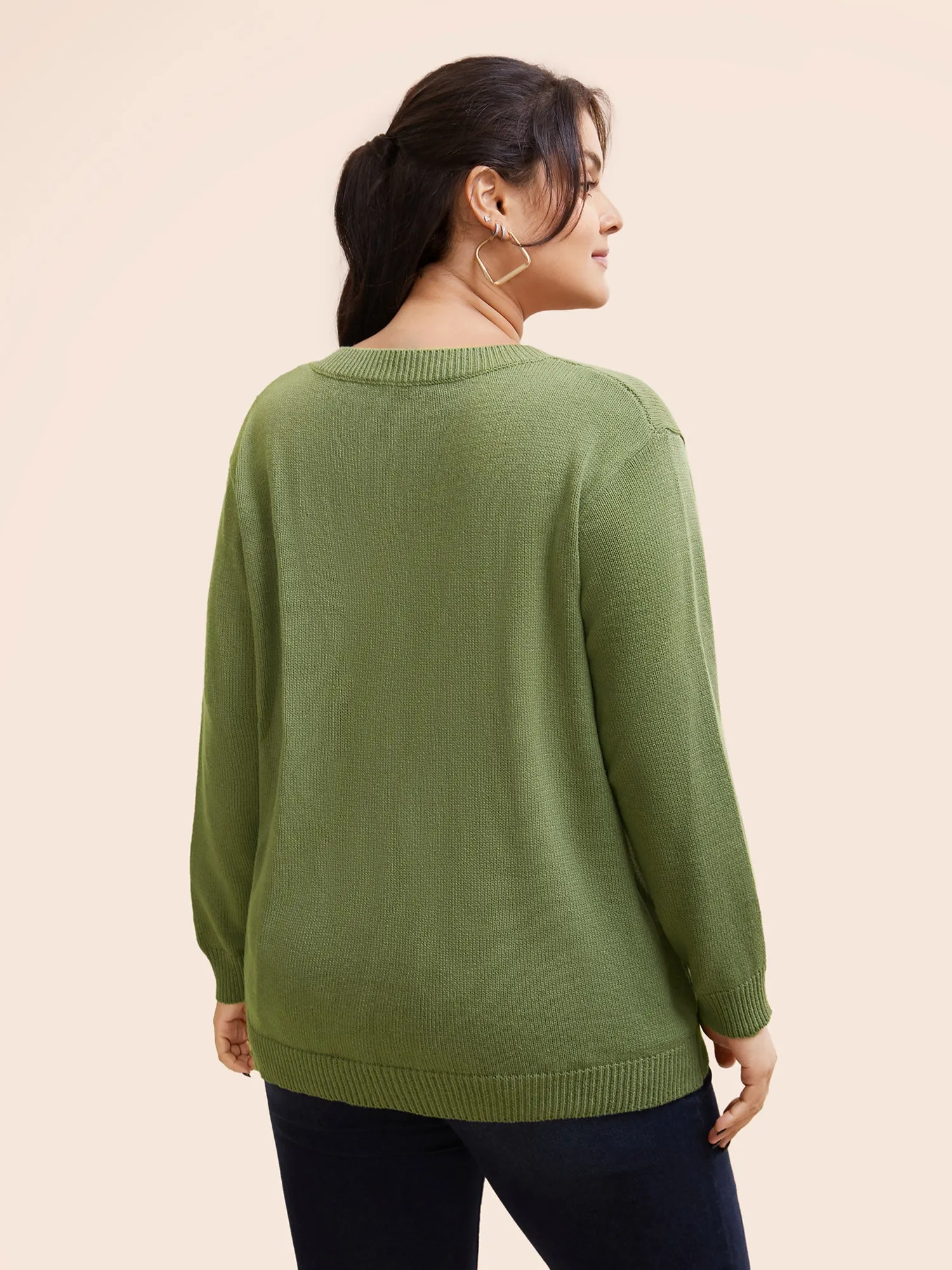 V Neck Stereo Flower Design Pullover sold by Bloomchic product image thumbnail 2