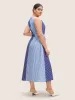 Contrast Striped Sleeveless Belted Midi Dress sold by Bloomchic