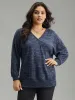 Solid Heather V Neck Sequin T-shirt sold by Bloomchic
