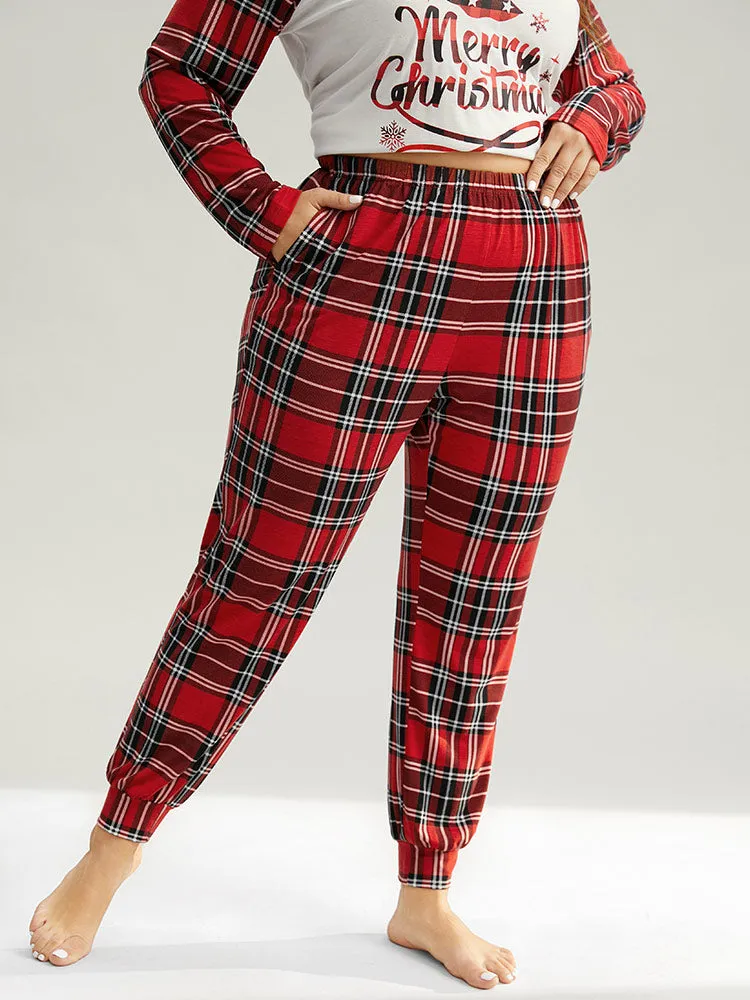 Christmas Plaid Elastic Waist Sleep Bottoms sold by Bloomchic