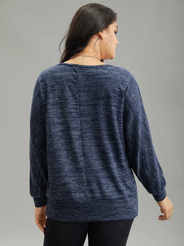 Solid Heather V Neck Sequin T-shirt sold by Bloomchic product image thumbnail 2