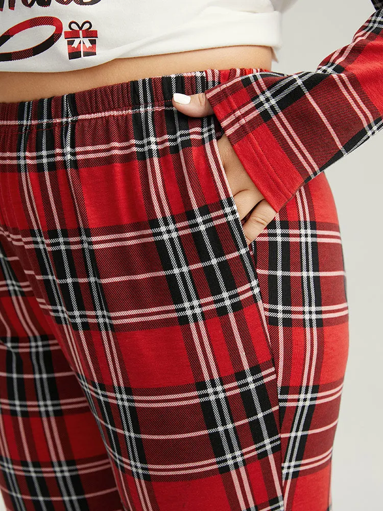 Christmas Plaid Elastic Waist Sleep Bottoms sold by Bloomchic product image thumbnail 5