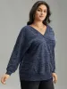 Solid Heather V Neck Sequin T-shirt sold by Bloomchic