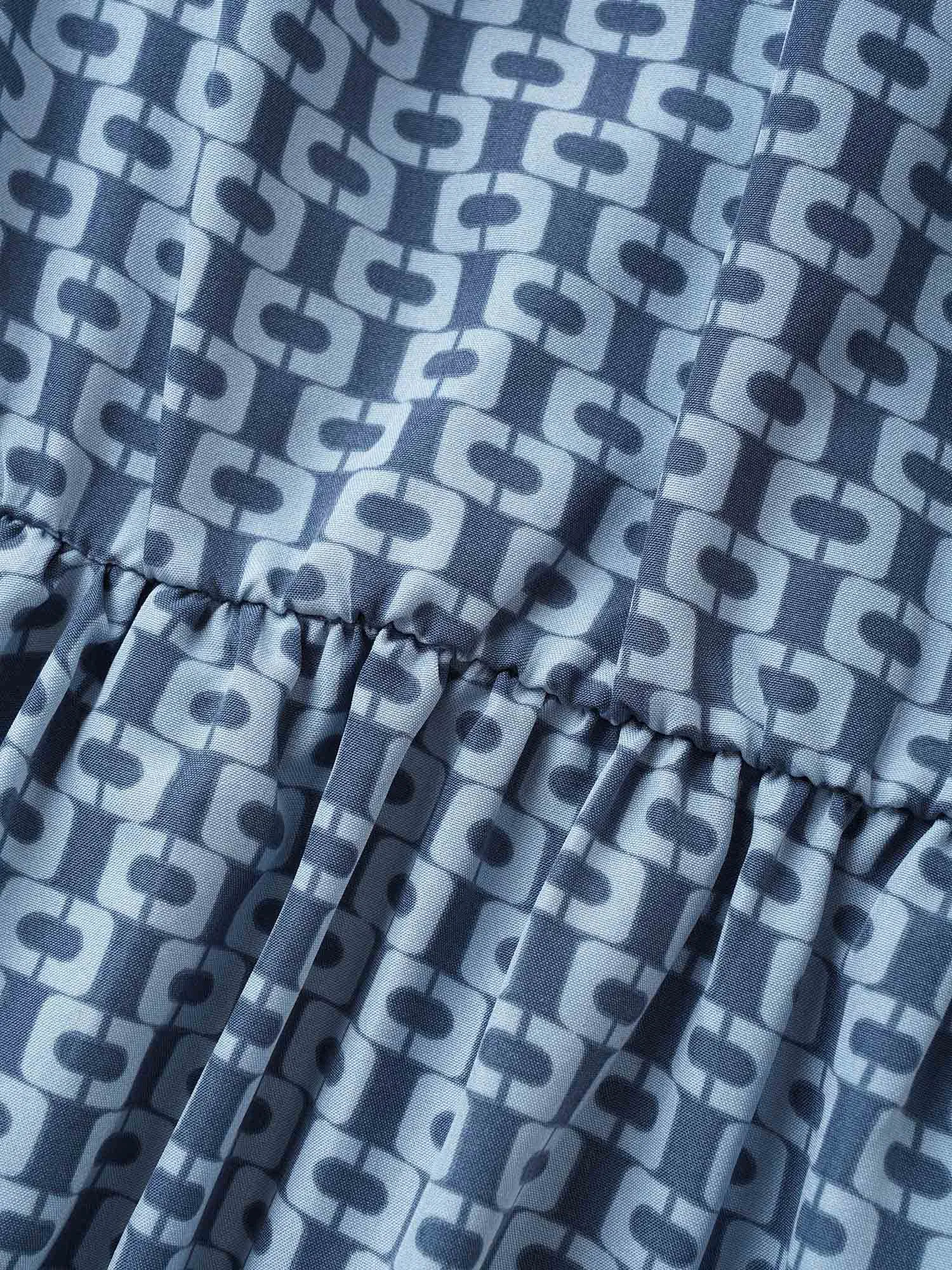 Geometric Overlap Collar Elastic Waist Belted Dress sold by Bloomchic product image thumbnail 5