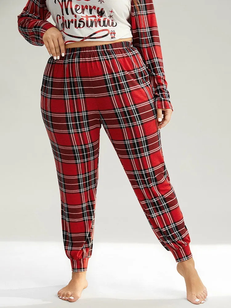 Christmas Plaid Elastic Waist Sleep Bottoms sold by Bloomchic product image thumbnail 3