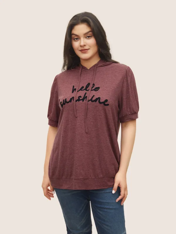 Positive Slogans Embroidered Hooded T-shirt sold by Bloomchic