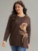 Anti-Pilling Floral Graphic Crew Neck Pullover sold by Bloomchic