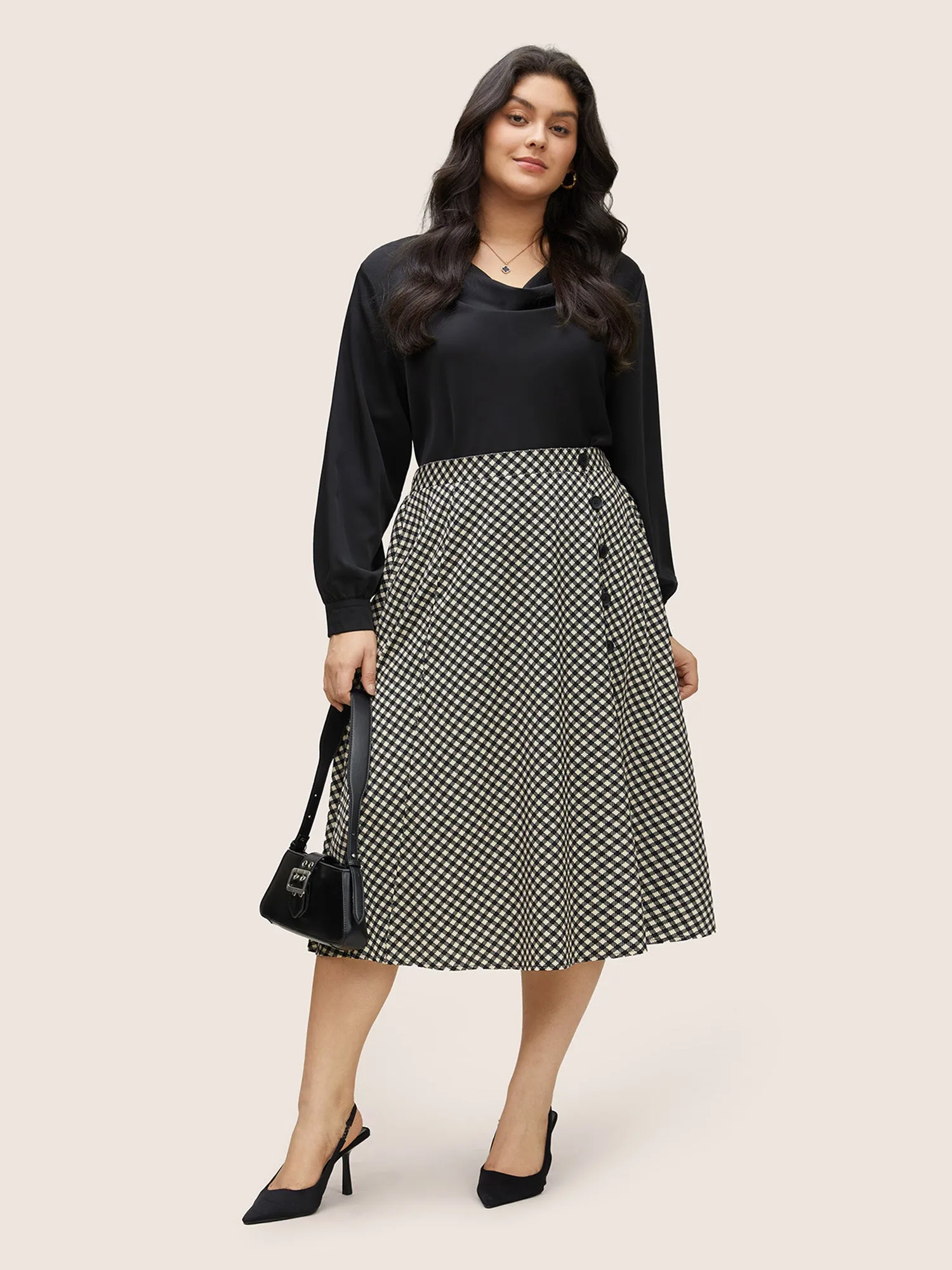 Gingham Button Detail Pocket Cropped Skirt sold by Bloomchic product image thumbnail 2