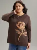 Anti-Pilling Floral Graphic Crew Neck Pullover sold by Bloomchic