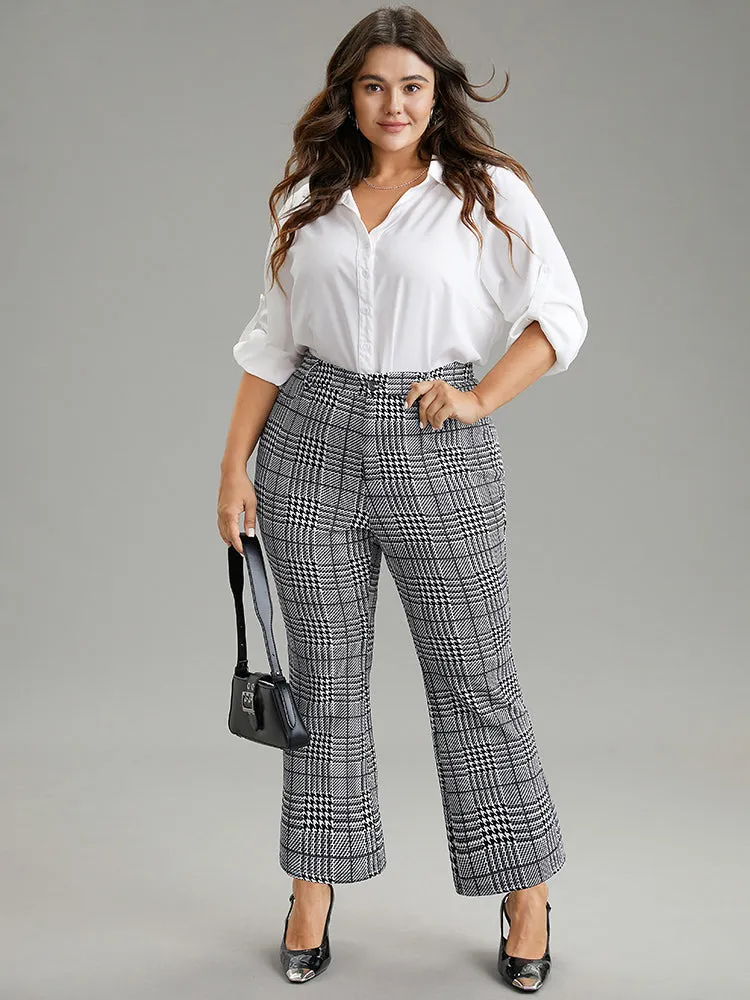 Houndstooth Pocket Flare Leg Zipper Fly Pants sold by Bloomchic product image thumbnail 4