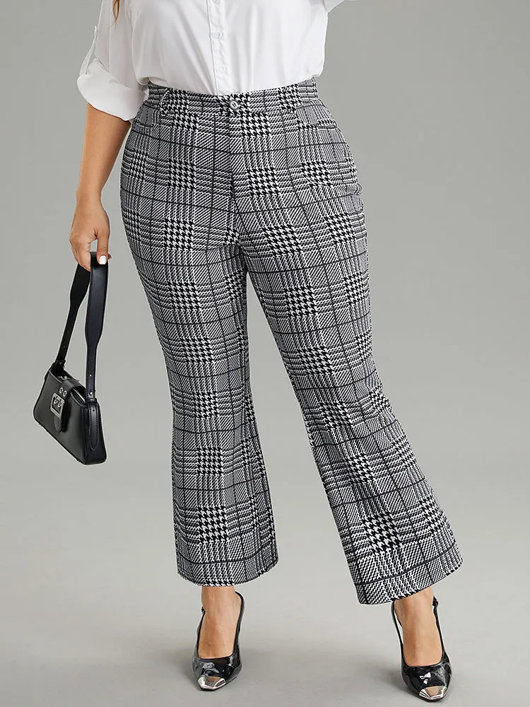 Houndstooth Pocket Flare Leg Zipper Fly Pants sold by Bloomchic