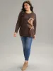 Anti-Pilling Floral Graphic Crew Neck Pullover sold by Bloomchic