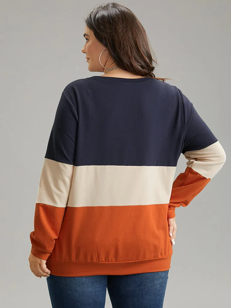 Colorblock Contrast Crew Neck Kangaroo Pocket Sweatshirt sold by Bloomchic product image thumbnail 2