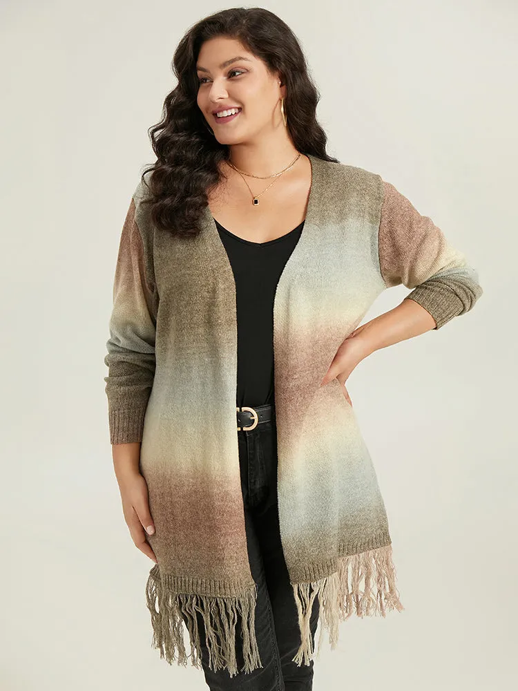 Ombre Fringe Trim Open Front Cardigan sold by Bloomchic product image thumbnail 4