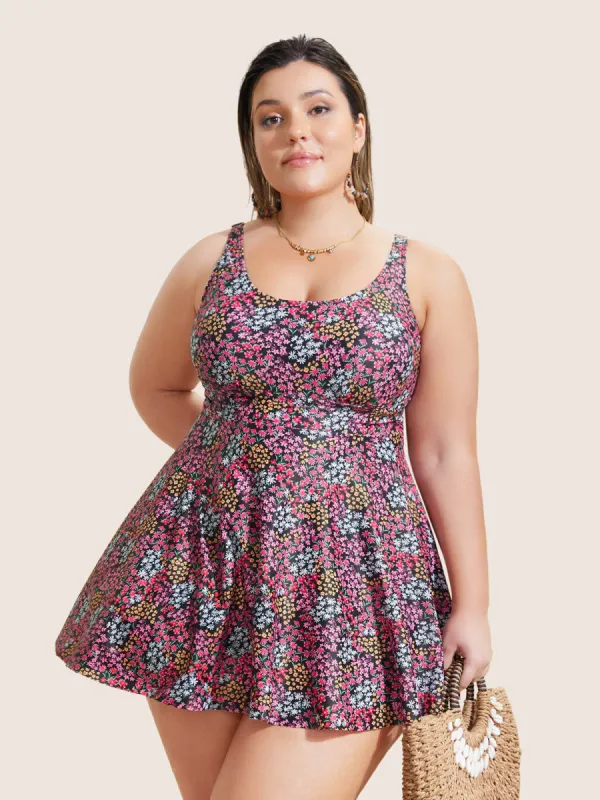 Ditsy Floral U Neck High Rise Swim Dress sold by Bloomchic