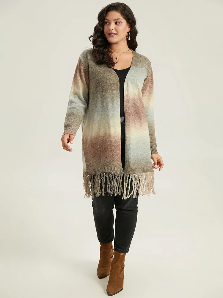 Ombre Fringe Trim Open Front Cardigan sold by Bloomchic product image thumbnail 5