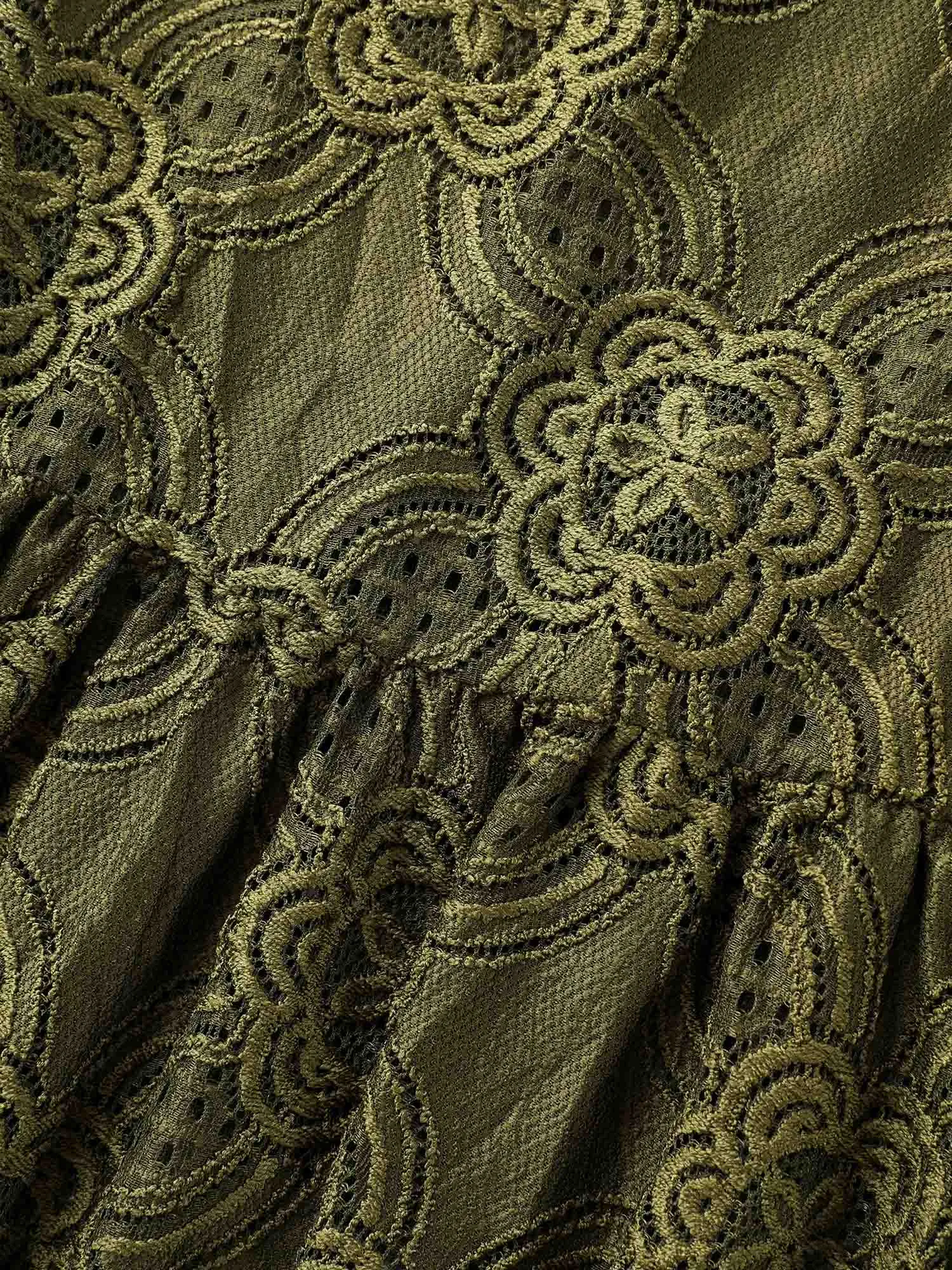 Crew Neck Crochet Lace Lantern Sleeve Blouse sold by Bloomchic product image thumbnail 5